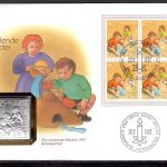 Schweiz 1987 Numisbrief Medaille Pro Juventute Spielende Kinder Silber
