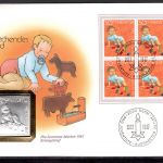 Schweiz 1987 Numisbrief Medaille Pro Juventute Kriechendes Kind Silber