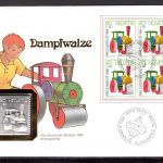 Schweiz 1986 Numisbrief Medaille Pro Juventute Dampfwalze Silber