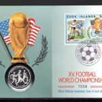 Cook Islands 1994 Numisbrief 5 Dollars Fußball WM 1994 PP