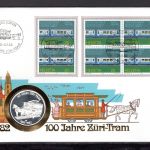 Schweiz 1982 Numisbrief Medaille 100 Jahre Züri-Tram, Feinsilber PP