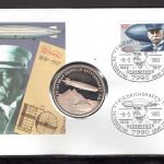 Bund 1992 Numisbrief Medaille Zeppelin, Gedenkfeier, versilbert PP