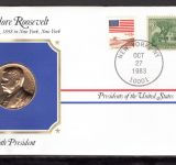 USA 1983 Numisbrief Medaille Theodore Roosevelt, vergoldet