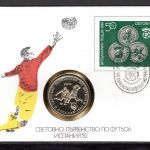 Bulgarien 1982 Numisbrief 5 Lev Fußball WM "Spielszene" PP