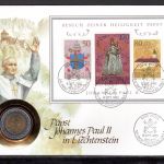 Liechtenstein 1985 Numisbrief Vatikan 500 Lire , Johannes Paul II. ST