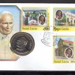 St. Lucia 1986 Numisbrief 5 Dollars Papstbesuch Johannes Paul II. ST