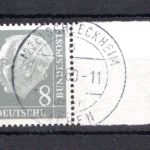 Bund MiNr. 182 Y II Bogenrand gestempelt geprüft Schlegel