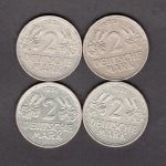 Bund 1951 4 x 2 DM Trauben u. Ähren D, F, G u. J