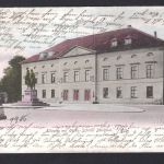 AK Weimar 1906 Theater mit Goethe-Schiller Denkmal, coloriert