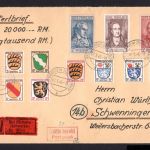 franz. Zone allg. Ausgaben MiNr. 1-13 R-Brief Ankunftsstempel