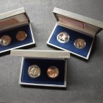 Südkorea 1986 + 1987 3x 1000 + 3x 2000 Won Olympiade 1988 in Etuis PP