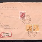 Berlin MiNr. 9 (2x) + 31 Mischfrankatur Schwarz- + Rotaufdruck R-Brief