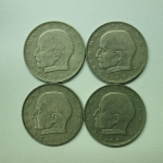 Bund 1958 4x 2 DM Max Planck D, F, G u. J