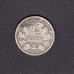 Deutsches Reich 1908 J 1/2 Mark Silber