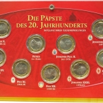 Vatikan Die Päpste des 20. Jahrhunderts, 9 Bi-Metall Medaillen im Folder