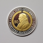 Medaille 80. Geburtstag Papst Benedikt XVI. versilbert teilvergoldet PP