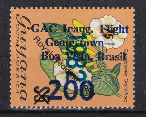 Guyana 869 postfr./mnh Inauguration Flight Georgetown,Guyana nach Boa Vista 1982