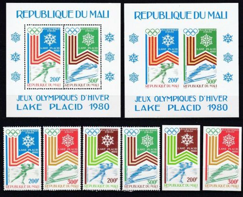 Mali 749/52 + Block 12 postfr./mnh Olympia Olympics 1980 ungez.IMPERF.