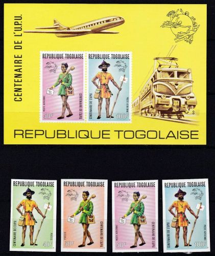 Togo 1035/8 + Bl. 84 B postfr./mnh Weltpostverein UPU ungez.IMPERF