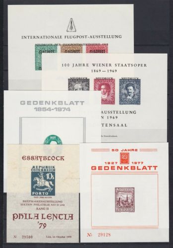 Österreich 13 x Sonderdrucke, Eintrittskarten, Schwarzdrucke, usw. aus 1968/1981