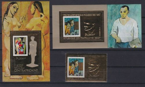 Zentralafrika 748+Block 132/133 postfr./mnh Gemälde paintings Picasso GOLD