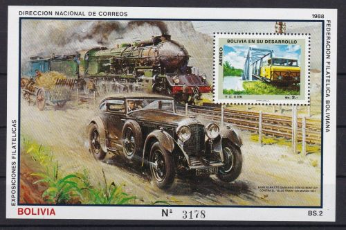 Bolivien Block 172 postfr./mnh Einbahn railway Autos cars 1988