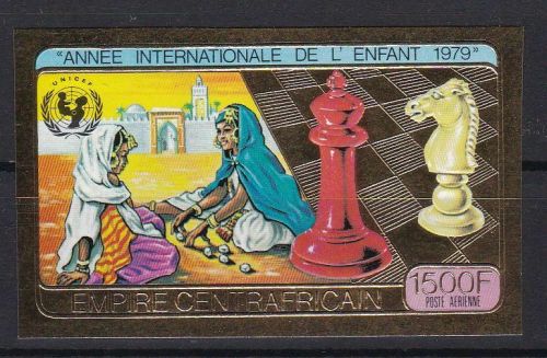 Zentralafrika 613 B postfr./mnh Kinder Schach chess ungez.IMPERF. GOLD