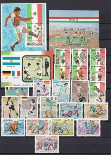 Nicaragua 2553/9+2644/50+2724/30+Block 162+7+71 postfr./mnh Fußball soccer 1986