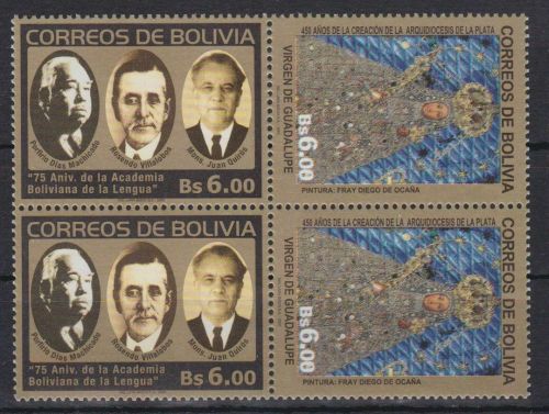Bolivien 1567/70 Paar postfr/mnh Gemälde paintings GOLD 2003 Auflage nur 400 St.