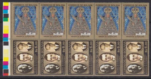 Bolivien 1567/70 5er-Str. postfr/mnh Gemälde paintings GOLD 2003 Auflage 400 St.