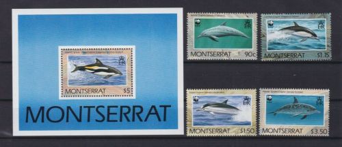 Montserrat 786/789 + Block 59 postfr./mnh Delfine dolphins WWF