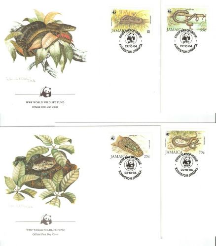 Jamaica 591/594 FDC Schlangen snakes WWF