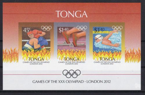 Tonga Block 55 U postfr./mnh Olympia Olympics 2012 ungez. IMPERF.