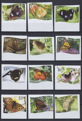 Niuafo´ou 445/456 U postfr./mnh Schmetterlinge butterflies ungez. IMPERF.