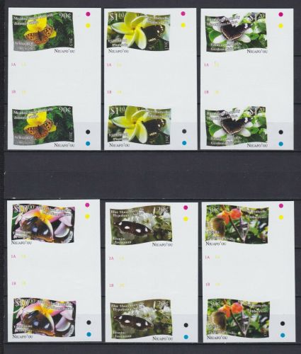 Niuafo´ou 515/6 postfr./mnh Schmetterlinge butterflies ungez.IMPERF.gutter pairs
