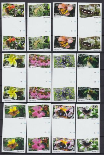 Niuafo´ou 515/6 postfr/mnh Schmetterlinge butterflies ungez.IMPERF.gutter pairs