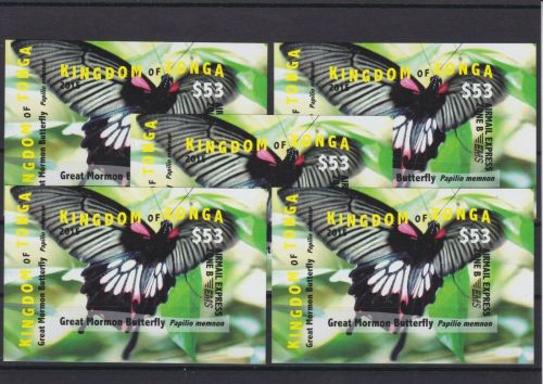 Tonga 5 x Block 91 U postfr./mnh Schmetterlinge butterflies ungez. IMPERF.