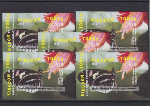 Tonga 5 x Block 89 U postfr./mnh Schmetterlinge butterflies ungez. IMPERF.