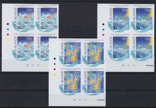 Cook 1737/1739 4er-Block postfr./mnh Olympia Olympics 2012 ungez.IMPERF.