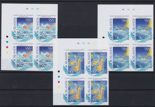 Cook 1737/1739 4er-Block postfr./mnh Olympia Olympics 2012 ungez.IMPERF.