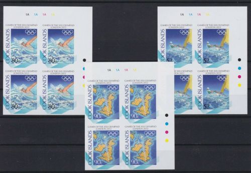 Cook 1737/1739 4er-Block postfr./mnh Olympia Olympics 2012 ungez.IMPERF.