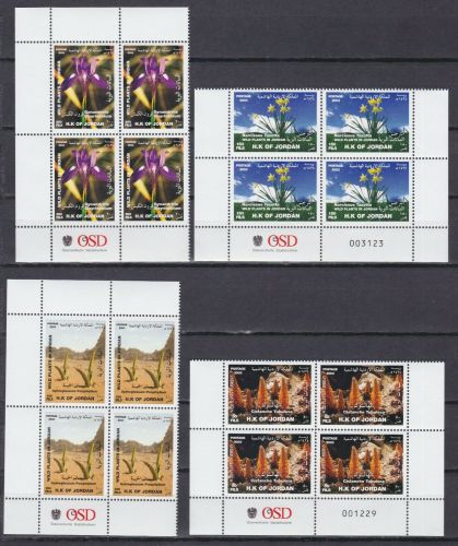 Jordanien 1817/1820 4er-Blocks postfr./mnh Blumen flowers 2003