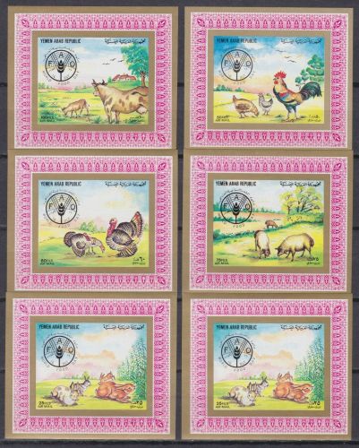 Jemen 1669/74 de Luxe Blocks postfr./mnh Fauna Tiere animals 1982 Michel 100€