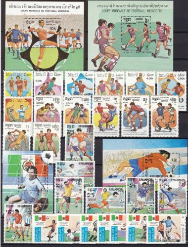 Laos + Kambodscha postfr./mnh Fußball soccer 1986