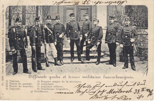 AK différents grades et tenues militaires luxembourgeois/ Militäruniformen 1900