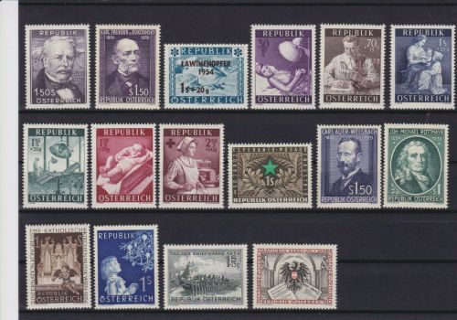 Österreich Jahrgang 1954 postfr./mnh komplett