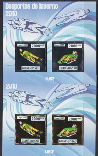 Guinea-Bissau Block 782/783 postfr./mnh Gold und Silber Sport Rodeln 2010