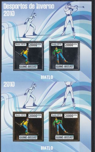 Guinea-Bissau Block 764/765 postfr./mnh Gold und Silber Sport Biathlon 2010