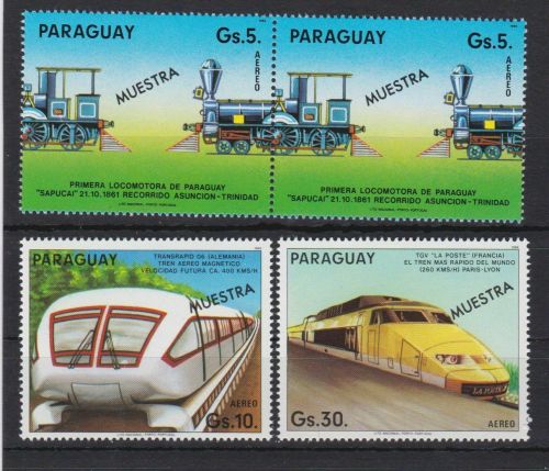 Paraguay 3870/3872 postfr./mnh Eisenbahn railway MUESTRA