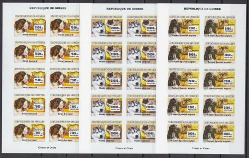 Guinea 4689/4691 postfr./mnh Hunde Katzen dogs cats 2007 ungez.IMPERF.
